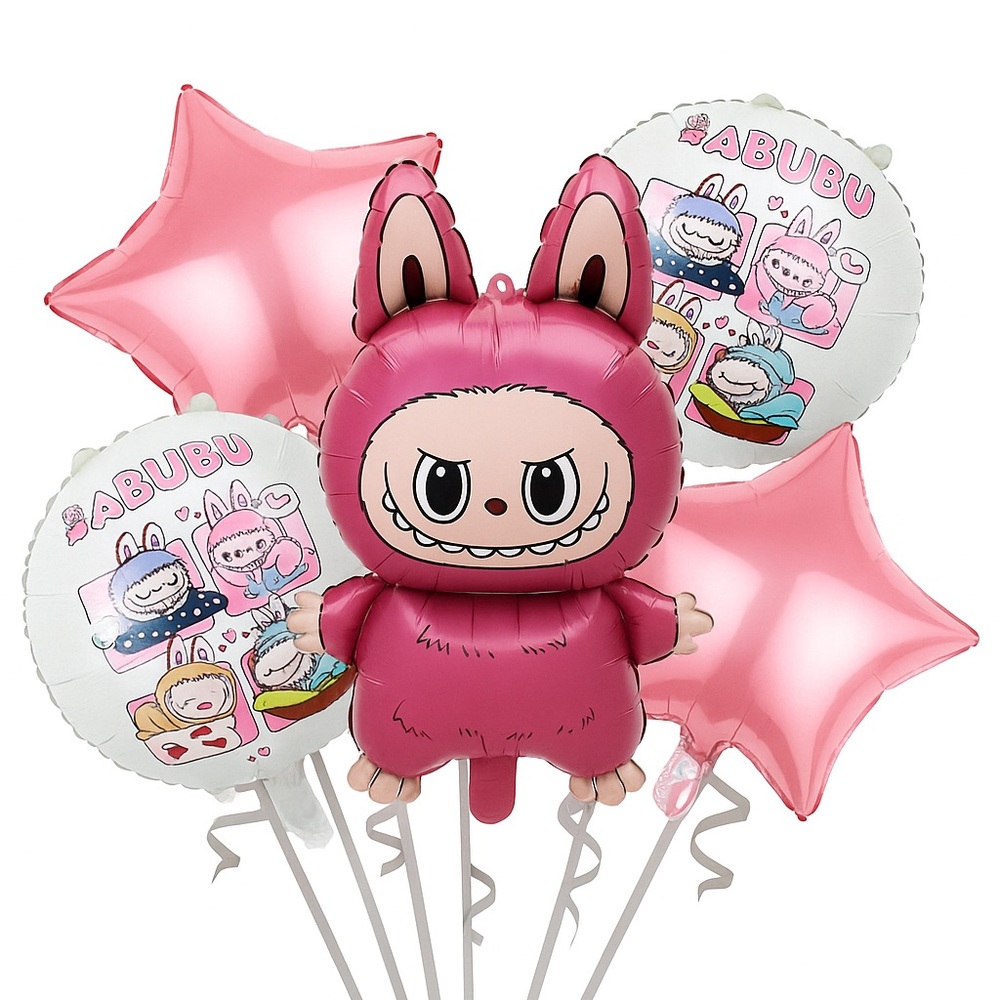 Labubu Pink and White Balloon Decorations